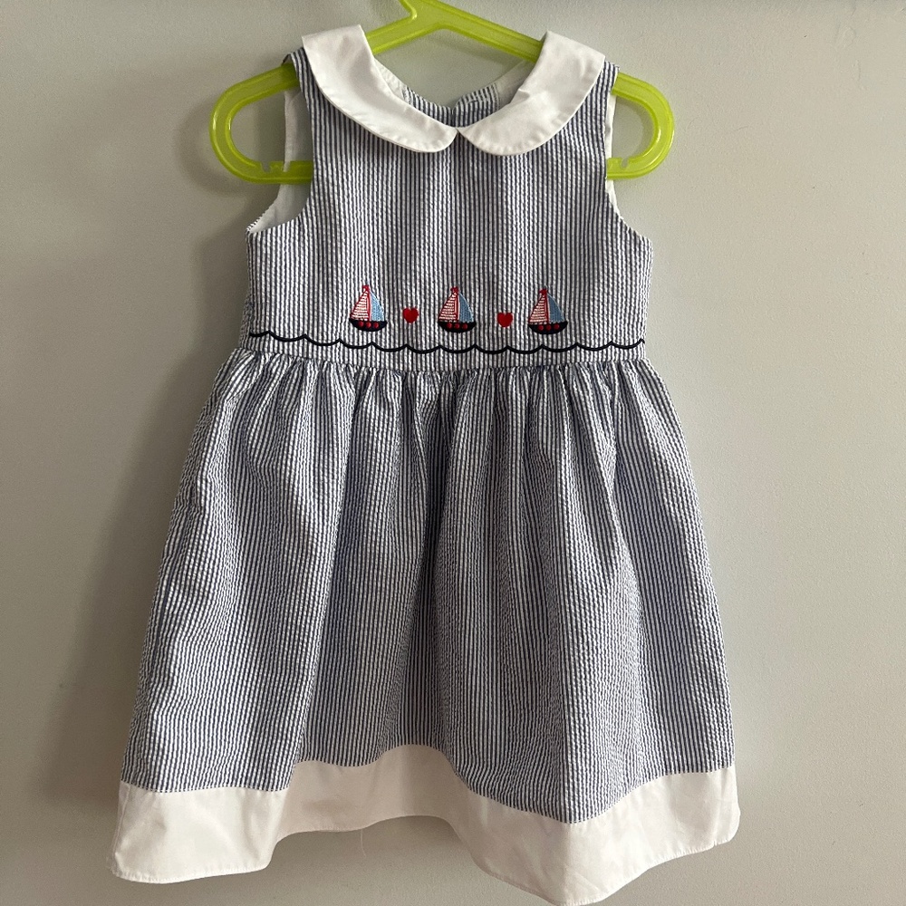 Nautical dress with white collar